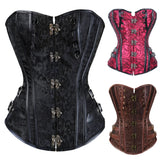 PICSGIRL  -  Gothic Corset Top for Women Steampunk Corsets Leather Jacquard Bustiers Pirate Basque Halloween Cosplay Costumes Rave Outfits