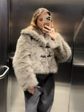 PICSGIRL  -  Vintage Faux Fur Button Coats Women Winter Loose Solid Plush Lapel Cost Female Autumn Warm Versatile High Street Outwear