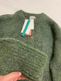 PICSGIRL  -  Retro Green Casual Knitted Jacket Women's Autumn And Winter New Round Neck Loose Single Breasted Short Top