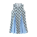 PICSGIRL  -  Summer Elegant Women's Plaid Splicing Bowknot Sleeveless Dress 2024 New Casual Fashion Classic Loose Sexy Mini Dresses