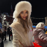 PICSGIRL  -  2024 Winter Women Fluffy Furry Faux Fox Fur Bomber Hats Flaps Luxury Vintage Y2k Girls Warm Earflap Snow Ski Hat Caps Russian