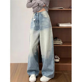 PICSGIRL  -  Chic Leisure Fashion Retro Street Hole Jeans Women Y2k High Waist Wide Leg Pants 2024 Summer New Straight Loose Trousers 2000s