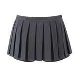 PICSGIRL -  Summer Mini skirts y2k clothes korean fashion black skirts for women elegant pleated high waisted skirt with shorts front tie