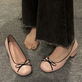 PICSGIRL -  Designers Butterfly-knot Women Pumps Fashion Shallow Slip On Thick Low Heel Sandalias Ladies Elegant Outdoor Mary Jane Shoes