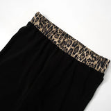 PICSGIRL  -  Leopard Splicing Low Waist Flare Pants Streetweart Y2k Grunge Clothes Womens Black Pants Spring 2024