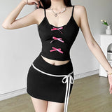 PICSGIRL  -  European and American Style 2024 Summer New Women's Sexy Spicy Girl Split Bow Tie Pure Desire Suspender Vest