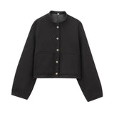 PICSGIRL  -  Stand Collar Short Jacket For Women Fashion Loose Single Breasted Coat Casual 2025 Spring Autumn New Solid Woman Outwear
