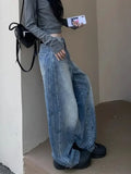 PICSGIRL  -  Y2k 2000s Vintage Baggy Jeans Woman Korean Fashion Harajuku Denim Pants Streetwear Casual Gyaru Trousers American Retro