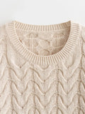 PICSGIRL -  Women Autumn New Fashion O Neck Striped Warm Casual Knitted Sweater Vintage Long Sleeve Female Pullovers Chic Tops