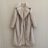 PICSGIRL  -  Luxury Long Faux Fur Coat Women Winter Fluffy Gradient Fluffy Fox Fur Jacket Female Long Trench Coat Plush Furry Overcoat