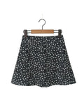 PICSGIRL  -   Cute Flower Print Ladies Summer A-Line Black Mini Skirts 2024 Girls Casual Zipper Fly Pink Short Skirt