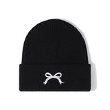 PICSGIRL  -  Winter Knitted Hat for Women Girls Bow Embroidery Woolen Beanies Korean Y2K Bowknot Hip Hop Caps Thick Elastic Ear Warmer Bonnet