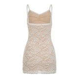 PICSGIRL  -  Fashion Lace Sheer Sexy Camisole Dresses Sleeveless Skinny Simple Hotsweet Elegant Mini Dresses