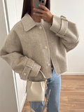 PICSGIRL  -  Fashion Casual Loose Women's Jacket Turndown Collar Single Breasted Solid Color Jackets New Autumn Simple Retro Women Coat