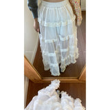 Picsgirl Maxi Long Tulle White Mesh Skirts for Women Gothic Pleated Skirt Casual Fairycore Summer Jupe Longue Falda Mujer