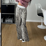 PICSGIRL  -  Leopard Print Fashion Wide Leg Pants Y2K Vintage High Street Hip Hop Straight Trousers Grunge Style Lady Joggers Fall