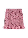 PICSGIRL  -  Girl's Cute Flower Print High Waist Pleated Mini Skirts Women 2024 Summer New Fashion Elastic Short Skirt