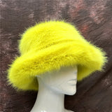 PICSGIRL  -  New Autumn and Winter Plush Imitation Fox Fur Basin Hat Ski Hat Fisherman Hat Warm Fur Furry Imitation Fur Women's Hat