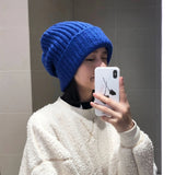 PICSGIRL  -  Winter Knitted Hat Women Korean Fashion Solid Outdoor Warm Beanies All-match Casual Elastic Comfortable Cap 2024 New