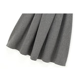 PICSGIRL  -  Office Lady Elegant Midi Skirt For Women Mid Waist Box Pleat A-line Autumn Winter Skirts Gray faldas mujer