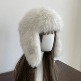 PICSGIRL  -  Thick Furry Faux Fur Hats For Women Men Winter Outdoor Keep Warm Earflap Ski Hat Girl Corner Buckle Windproof Russian Bomber Cap