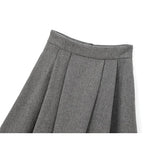 PICSGIRL  -  Office Lady Elegant Midi Skirt For Women Mid Waist Box Pleat A-line Autumn Winter Skirts Gray faldas mujer