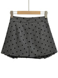 PICSGIRL  -  2024 Women Fashion Sweet Polka Dot Chic Pleated Mini Skirt Preppy Style Mid Waist Short Skirts Cute Split Skorts