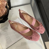 PICSGIRL  -  NEW Spring/Autumn Flats Mary Jane Shoes Square Toe Women's Shoes Bow Velvet Ballet Flats Women Shoes