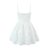 PICSGIRL  -  French sweet jacquard white suspender dress for women new style fishbone waist slimming A-line skirt