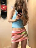 PICSGIRL  -  Y2k Aesthetic Mini A-Line Skirt Pink Printing Streetwear Saldas Mujer Moda 2024 Harajuku Zipper Grunge Skirts Women Summer Saia