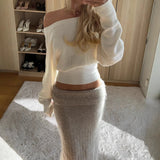 PICSGIRL  -  Off-shoulder Waisted Lazy Sweater Female Autumn Winter Warm Long Sleeve Knit Pullover Sweater Hot Girl Casual Woolen Top