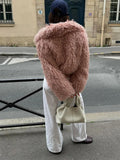 PICSGIRL  -  layered look inspo Faux Fur Women Coat Full Sleeve Lapel Thicken Loose Female Jackets Winter Street Fashion Luxury Pink Warm Lady Outwears