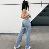 PICSGIRL  -  2024 New Fashion Straight Leg Pants Y2k Denim Trousers Vintage Loose Blue Washed Mom Jeans Loose Baggy Pants