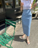 PICSGIRL  -  Female French Retro Plaid Fashion Long Skirt 2024 New Back Slit Striaight Slim High Waist Elegant Casual Women Summer Skirt