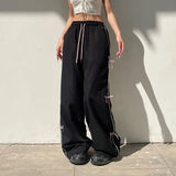 PICSGIRL  -  Sweet Bow Straight Loose Wide Leg Pants Korean Style Fashionable Simple Casual Pants Y2k Retro Hot Girl Trousers Women Clothing