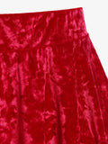 PICSGIRL  -  Plus Size Velvet Mini A Line Skirt Ladies Christmas Skirts Red Fashion Bottoms Xmas Skirt