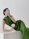 PICSGIRL  -   vintage natural literature art dress chinese style daily improved leisure qipao sexy sleeveless waist cinching slit qipao