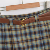 PICSGIRL  -  2024 Summer Skirts For Women Fashion A-Line Plaid Mini Skirt Vintage High Waisted Skirts Preppy Skirt With Safety Shorts & Belts