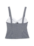 PICSGIRL  -  Woman Summer Casual Black and White Plaid Tank Tops Sexy Bow Decoration Backless Top Female Fashion Slim Crop Tops