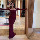 PICSGIRL  -  Sexy Solid Women Halter Dress Off Shoulder Long Sleeve Backless Slim Female Maxi Dresses 2025 Spring New Chic Elegant Lady Robe