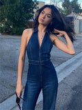 Picsgirl -  Y2k Denim Jumpsuit Women 2023 New V-Neck Sleeveless Slim Bodycon Jumpsuits Overalls Streetwear One Piece Outfits Jeans