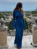 PICSGIRL  -  2024 Spring Casual Maxi Dresses For Women Fashion Flare Sleeves Loose Long Dress Female Elegant Round Neck Dresses