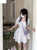 PICSGIRL  -  Puff Sleeve Puffy Princess Dress Women’s 2024 Summer New Style Gentle Girl Clothing Floral Short Fashion Elegant Party Dresses