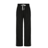 PICSGIRL  -  Streetwear Stripe Spliced Autumn Sweatpants Women Trousers Sporty Casual Elastic Waist Homewear Pants Straight Bottom