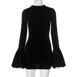 PICSGIRL  -  Fashion Pull Sleeve Black Mini Dress Female High Waist Elegant Long Sleeve Dresses Club Party Bodycon Women's Clothing