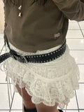 PICSGIRL  -  Holiday Bandage Lace Asymmetrical Skirts Beach Style See Through Slim Mid-Waisted  Mini Skirts Women 2025 Summer Fashion