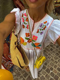 PICSGIRL  -  White Printed Patchwork Long Dress For Women Fashion Flying Sleeve Loose Robes 2024 Summer Fashion Ladies Holiday Maxi Dresses