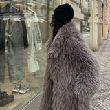 PICSGIRL  -  casual winter outfits Extra Long Luxury Lamb Fur Teddy Coat Women 2024 Winter Ladies Mob Wife Style Oversized Chunky Faux Fur Jacket Overcoat