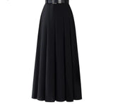 PICSGIRL  -  Fashion A-line Pleated Long Skirt For Women 2024 New Preppy Style High Waist Invisible Zipper Spring Summer Skirt With Belt