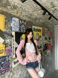 PICSGIRL  -  Y2k Pink Plaid Women Shirts Check Graphic Long Sleeve Blouses Female Spring Autumn Sexy Slim Button Up Cardigan Chic Ins